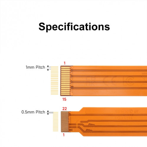 Câble FPC souple Waveshare 25947 pour écran Raspberry Pi 5e DSI 22 broches vers 15 broches, spécifications : 300 mm SW42021913-06